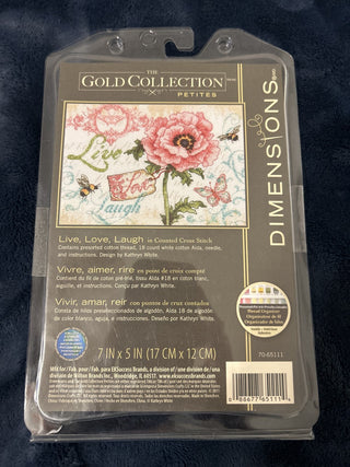 #91 NEW Dimensions Gold Collection Petites Cross Stitch Kit Live Love Laugh