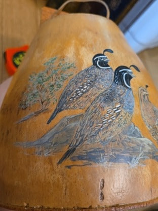 RF Hand Painted Quail Gourd Wall Pocket