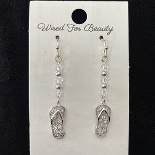 earrings, rhinestone flip flops RSV