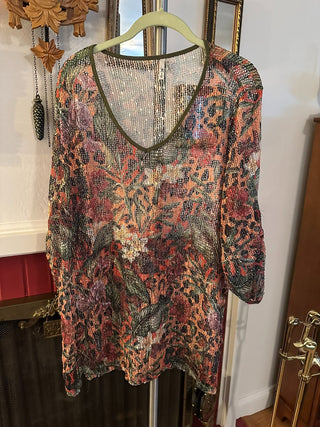 Mirror Image Net Top Plus Size Spider Weaved MTS|66956