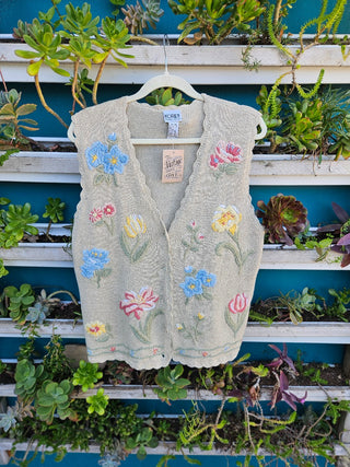 Vtg KORET Embroidered Floral Vest|84071