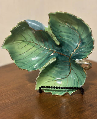 Hand Painted Porcelain Leaf Dish NM MTS