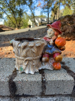 vintage ceramic scarecrow planter