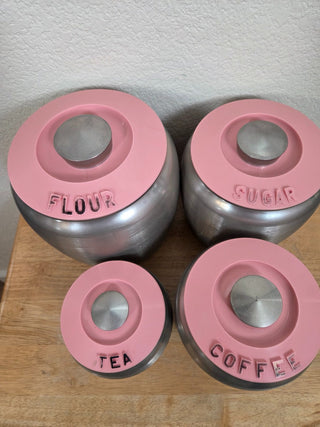 1950's Kromex Pink Spun Aluminum Canister Set, RCD