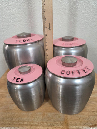1950's Kromex Pink Spun Aluminum Canister Set, RCD