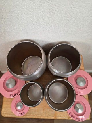 1950's Kromex Pink Spun Aluminum Canister Set, RCD