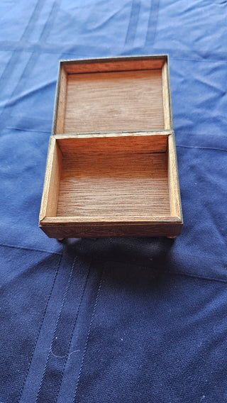 MCM Chinese brass box, jade inlay, wood lined|117310