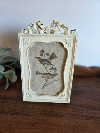 ShabbyChic Birds on Burlap Frame