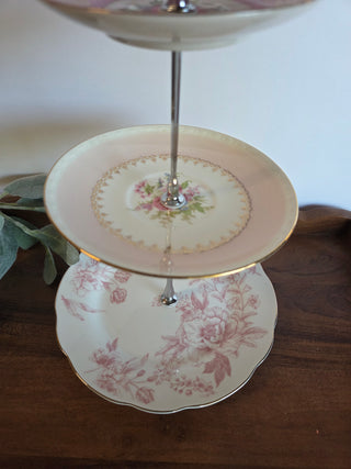 3 Tier Pink Floral Rose Stand
