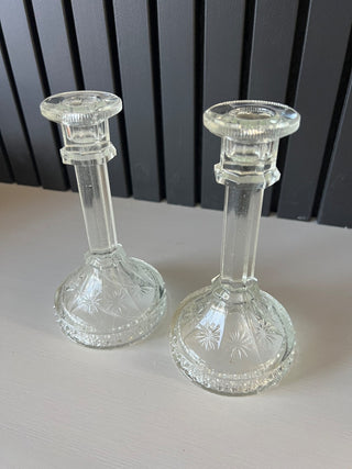 Vintage glass candle sticks set of 2 RSV|128098