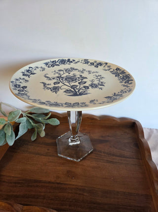 Blue & White Floral Cake Plate stand