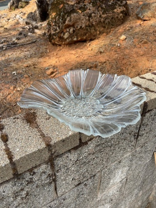 JP 16” vintage Mikasa Crystal sunflower-shaped crystal glass bowl
