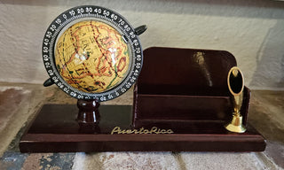 Vintage Puerto Rico Globe Desk Organizer with Pen Holder