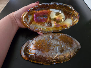 Carnival glass candy dish