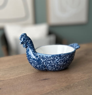 Blue speckled duck dish planter|53049