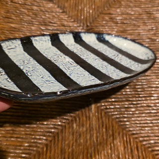Mudpie | B&W Striped Oval Plate