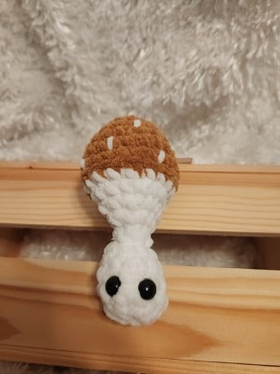 Mushroom Fidget Popper: Crocheted dark yellow, cream colored