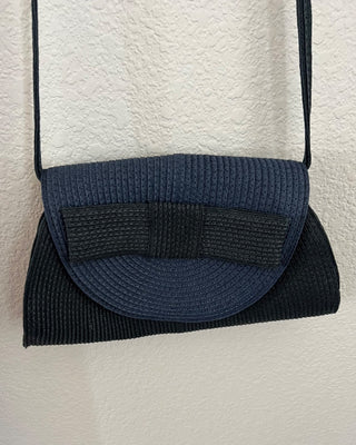 Blue bow straw purse RSV|80634