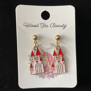pink & red castle earrings RSV