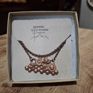 Recycled Copper Bee & Floral Pendant RCD