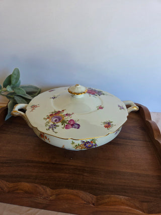 Antique Union China Floral Covered Dish