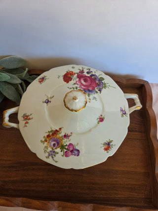Antique Union China Floral Covered Dish