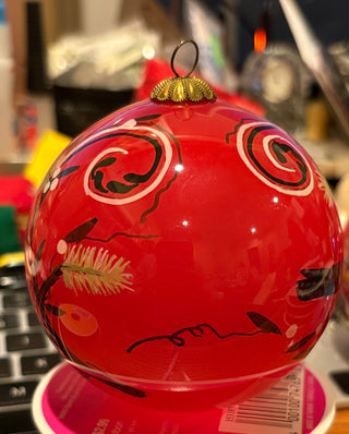 Vtg. (1990) Pierre Deux hand painted glass ornament (red)|127270