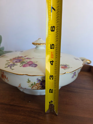 Antique Union China Floral Covered Dish