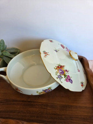 Antique Union China Floral Covered Dish