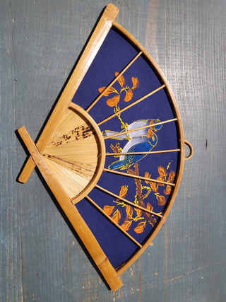 MTS Asian fan wall hanging Blue with birds|120884