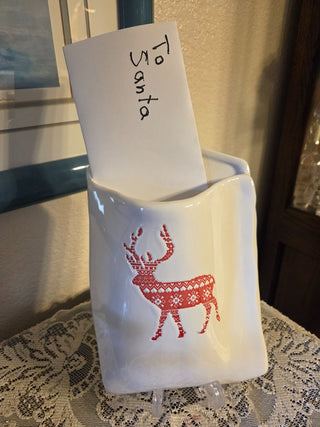 Christmas Reindeer Ceramic Wall Pocket, RCD|123539