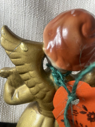 Vtg.Kitschy Angel Playing Harp Musical Box