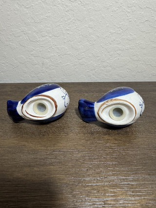 Blue Floral Ceramic Bird Salt/Pepper Set MTS|79742