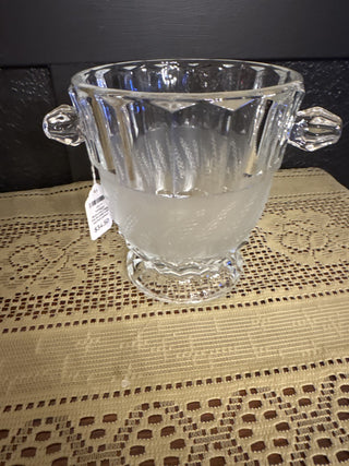 Vintage Bohemia Class Ice Bucket with etched wheat  from Czech-RCD|103912
