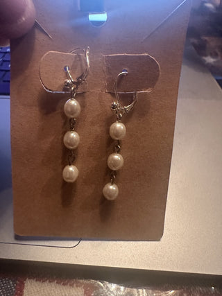 Sterling Silver Pearl Drop Earrings #62 VV MTS|110502