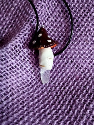 Dark Red Mushroom necklace