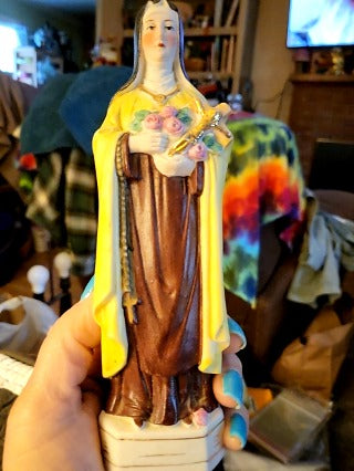 Vintage Religious Statue Saint Therese Lisieux Porcelain Catholic marked 347
