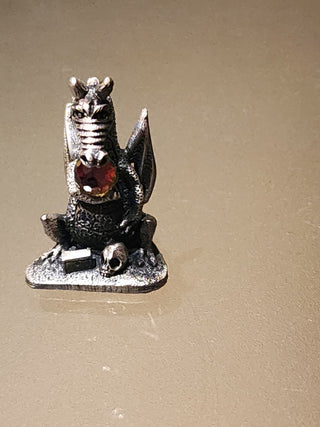 Vtg Pewter Guardian Dragon w/ Crystal Ball RSV|63319