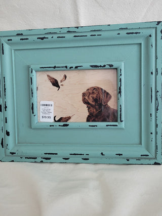 11-1/4 x 9-1/4" Teal Wood Framed "Ready & Waiting" Copy RCD