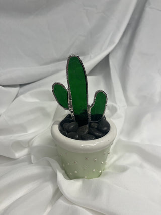 2D Stained Glass Cactus in Pot|54891