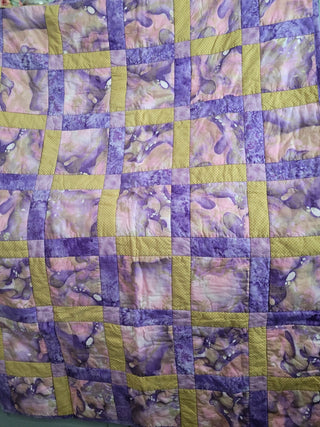 Purple & Pink Watercolor Look 38"x53" Lap Quilt RCD