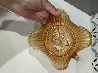 Carnival Glass Butterfly Marigold Candy Dish MTS|91978