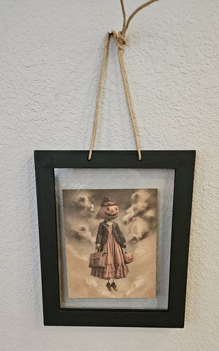 Hanging floating picture frame w/print outer dimensions 9x11", RSV|111753