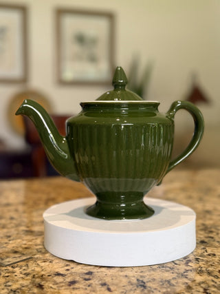 Vtg HALL Dk. Green Pedestal Coffee/Teapot 1950s