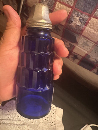 Vintage Art Deco Hazel-Atlas Glass Salt Shaker Cobalt Blue Glass with Metal Lid Moderntone Vintage #63 VV MTS