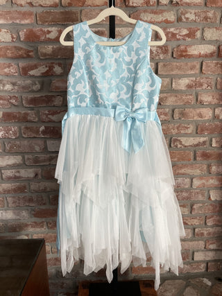 American Princess Blue Brocade Dress Sz 12 00800625 RSV|90182