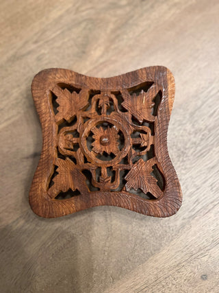 Carved wood  trivet stand|53299