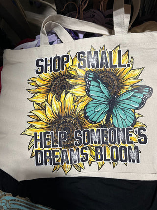 "Shop Small" Medium Canvas Bag or Tote w/Zippered Closure RSV