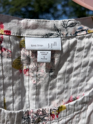 J. Jill 100% Linen Floral Boho Blouse Size SP MTS
