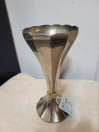 Vintage Silverplate Dodecagon 12 Sided Vase|60886